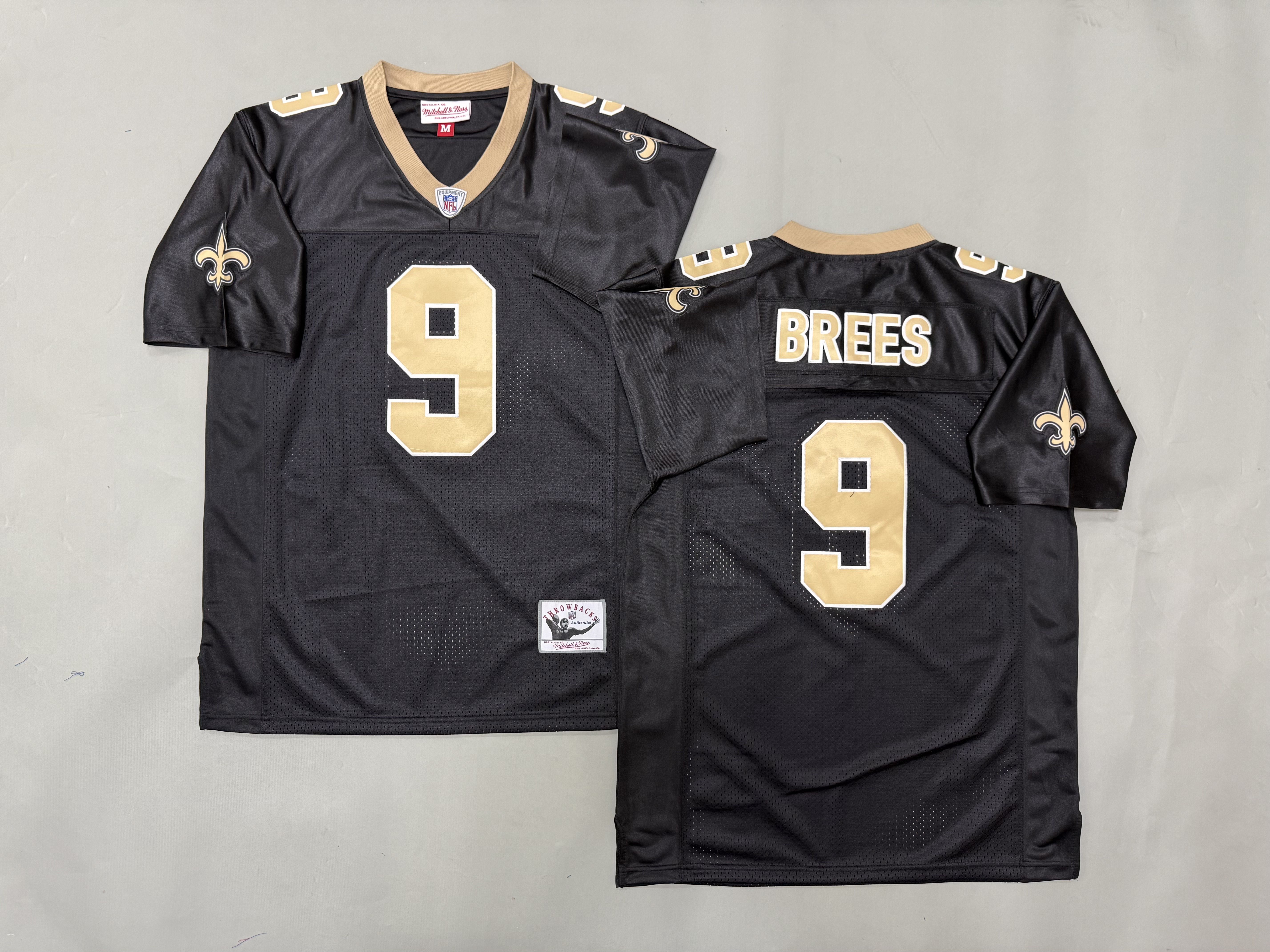 Men 2026 New Orleans Saints #9 Brees black Throwback Limited NFL Jersey style 01